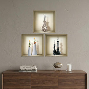 Set of Three Ray Faux Niche 3D Peel and Stick Wall Decals