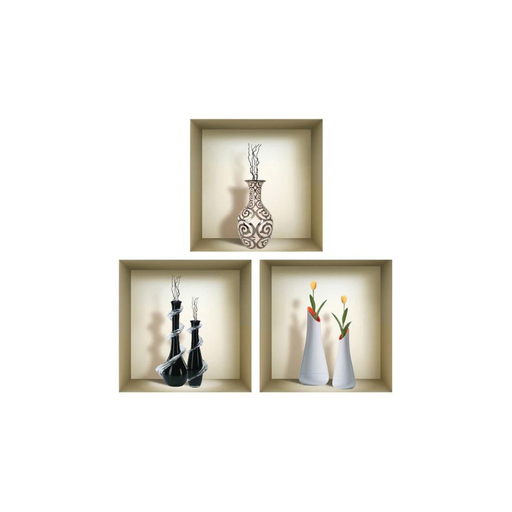 Set of Three Ira Faux Niche 3D Peel and Stick Wall Decals