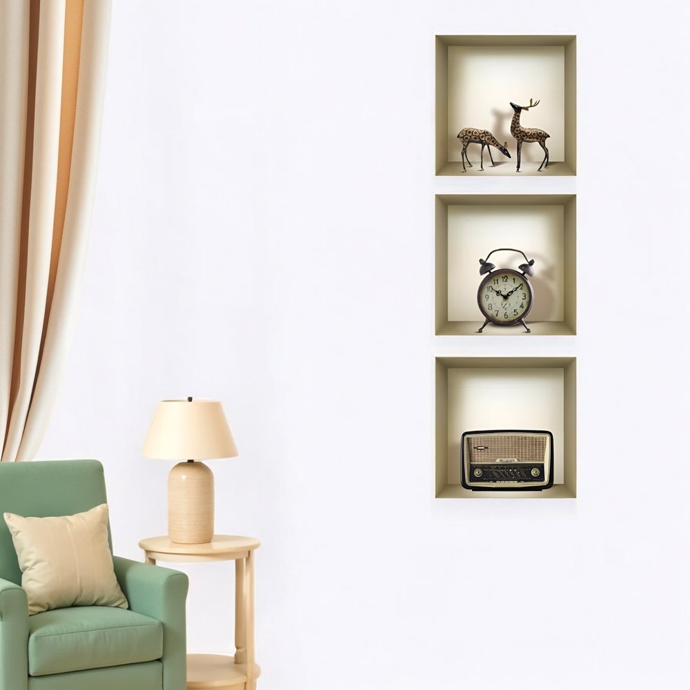 Set of Three Sia Faux Niche 3D Peel and Stick Wall Decals