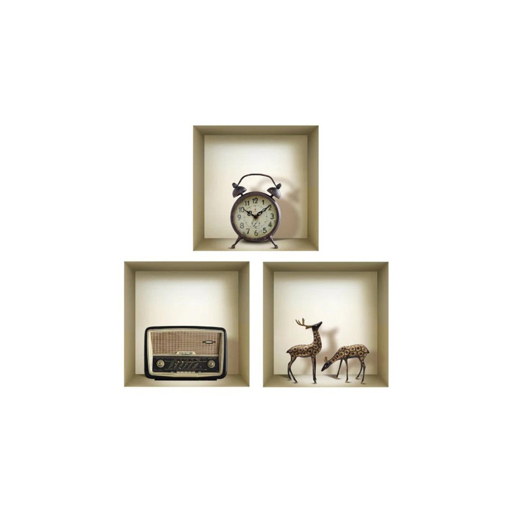 Set of Three Aya Faux Niche 3D Peel and Stick Wall Decals