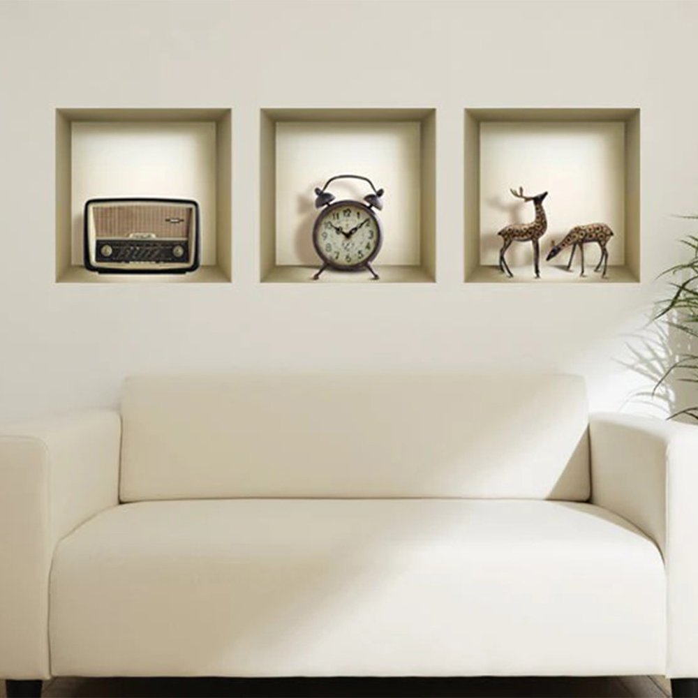Set of Three Aya Faux Niche 3D Peel and Stick Wall Decals
