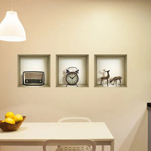 Set of Three Sky Faux Niche 3D Peel and Stick Wall Decals