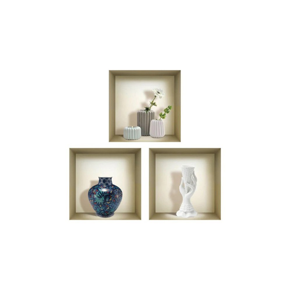 Set of Three Avi Faux Niche 3D Peel and Stick Wall Decals