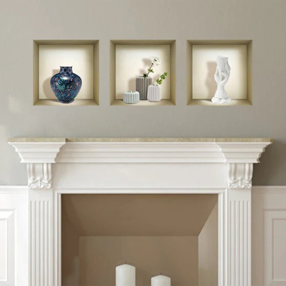 Set of Three Gio Faux Niche 3D Peel and Stick Wall Decals