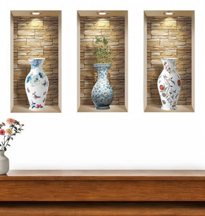 Set of Three Rue Faux Niche 3D Peel and Stick Wall Decals