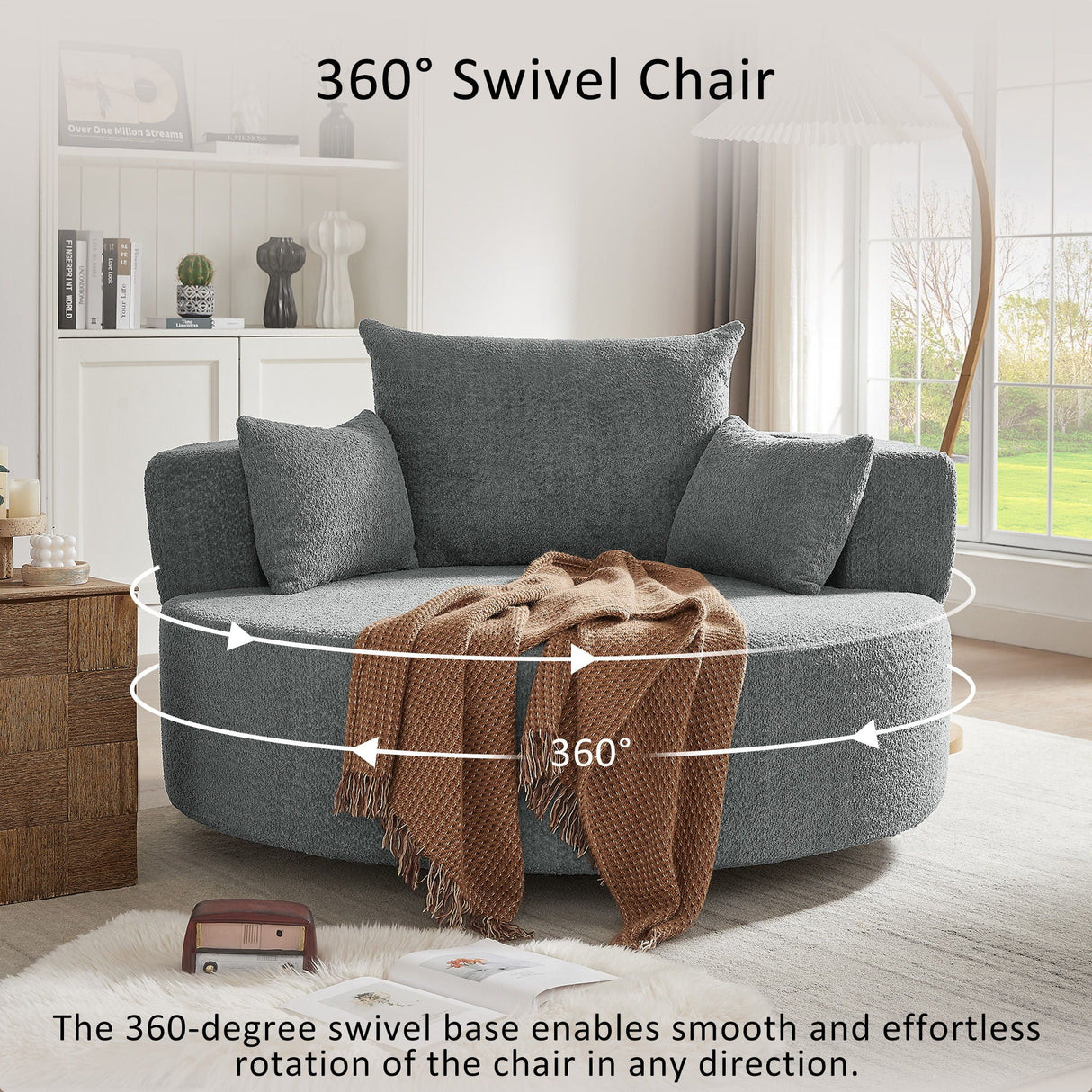 360° Swivel Accent Barrel Chair With 3 Removable Pillows For Living Room by Couch.com