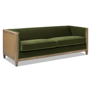 Georgia - Cane Tuxedo Sofa - Olive Green by Couch.com