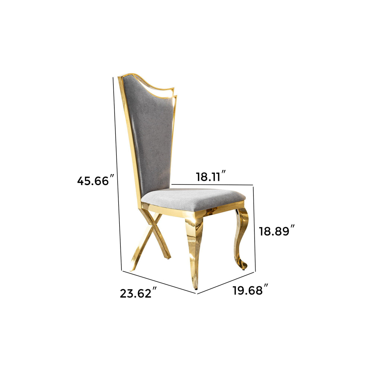 Gorgeous Streamlined High Back Fabric Stainless Steel Dining Chair (Set of 2) - Gold / Gray by Couch.com