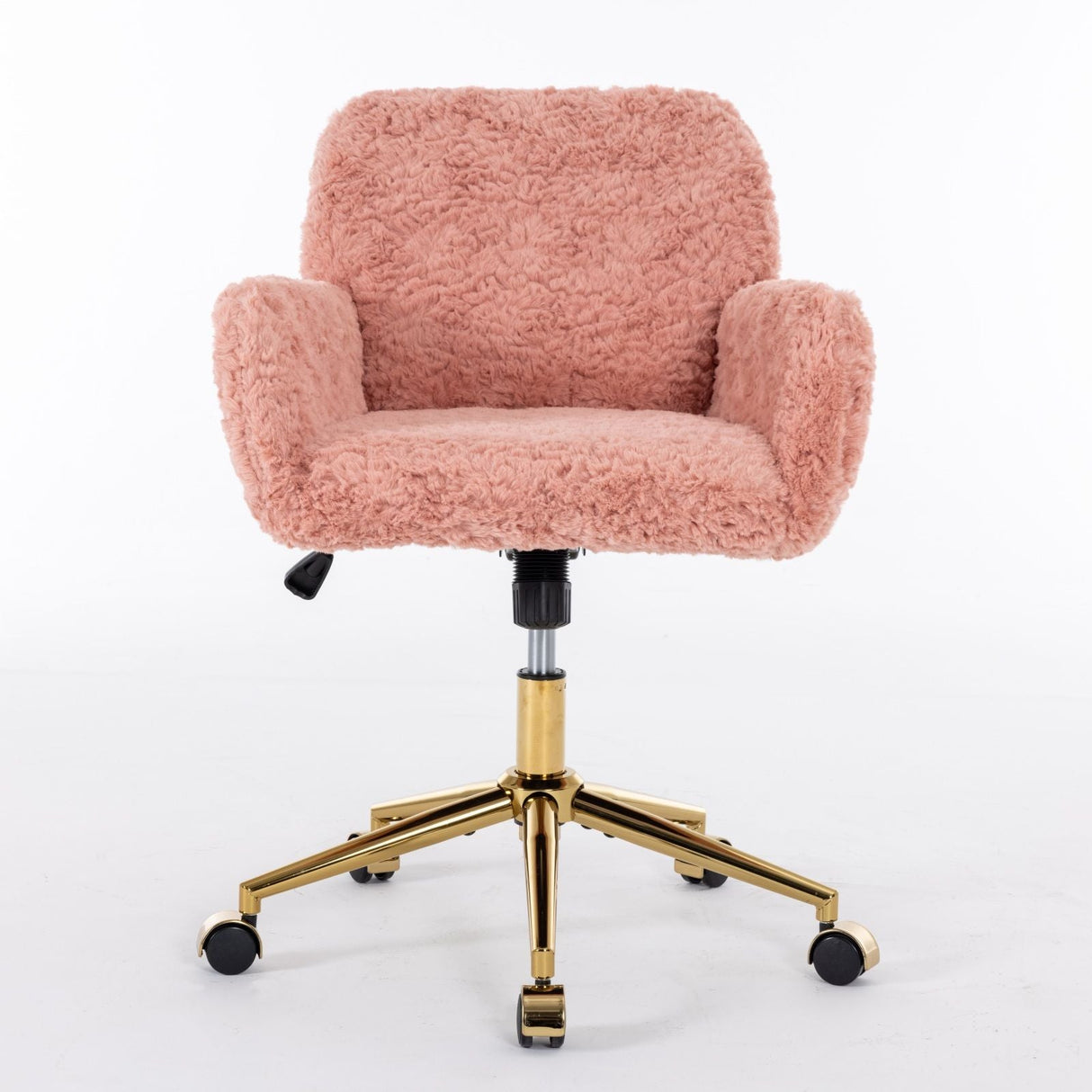 Office Chair, Artificial Rabbit Hair Home Office Chair With Golden Metal Base, Adjustable Desk Chair Swivel Office Chair, Vanity Chair by Couch.com