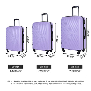 3 Piece Luggage Sets Lightweight Suitcase With Two Hooks, Spinner Wheels, Tsa Lock, Durable Hard Shell by Couch.com