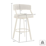30" Sand and Gold Faux Leather and Stainless Steel Low Back Bar Height Swivel Bar Chair