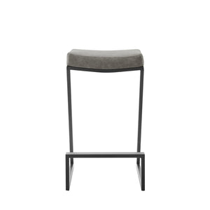 30" Gray and Black Faux Leather and Iron Backless Bar Height Bar Chair