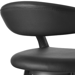 30" Black Faux Leather And Iron Low Back Bar Height Swivel Bar Chair