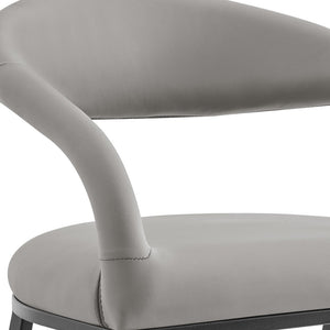 26" Light Gray And Black Faux Leather And Iron Low Back Counter Height Bar Chair