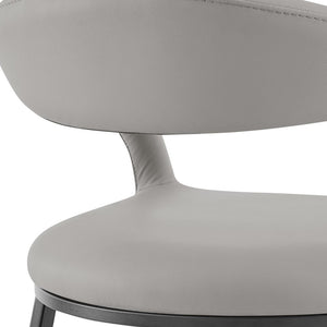 26" Light Gray And Black Faux Leather And Iron Low Back Counter Height Bar Chair