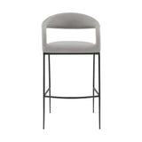 30" Light Gray and Black Faux Leather and Iron Low Back Bar Height Bar Chair