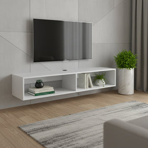 59" White Floating Mount TV Stand