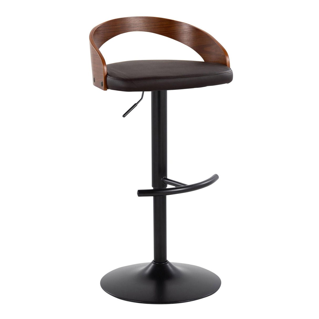 Grotto - Contemporary Adjustable Barstool With Swivel With Rounded T Footrest (Set of 2) by Couch.com