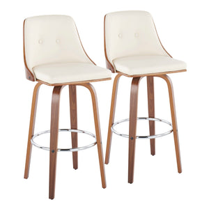 Gianna - Mid Century Modern Fixed Height Barstool With Swivel With Round Footrest (Set of 2) by Couch.com