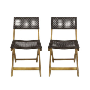 Bistro Foldable Chair With Wicker Backrest