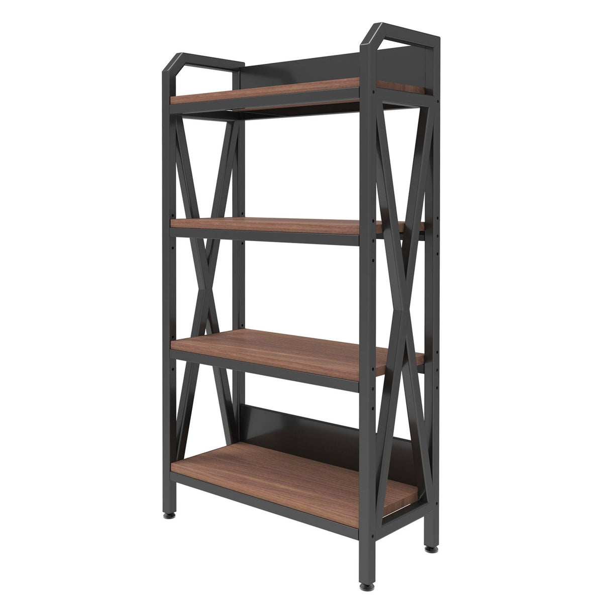 Bakers Rack Storage Shelves 4 Level Mental And Wooden Kitchen Shelves, Kitchen Organizers And Storage, For Garage, Pantry, Bathroom, Closet - Black / Black Brown by Couch.com