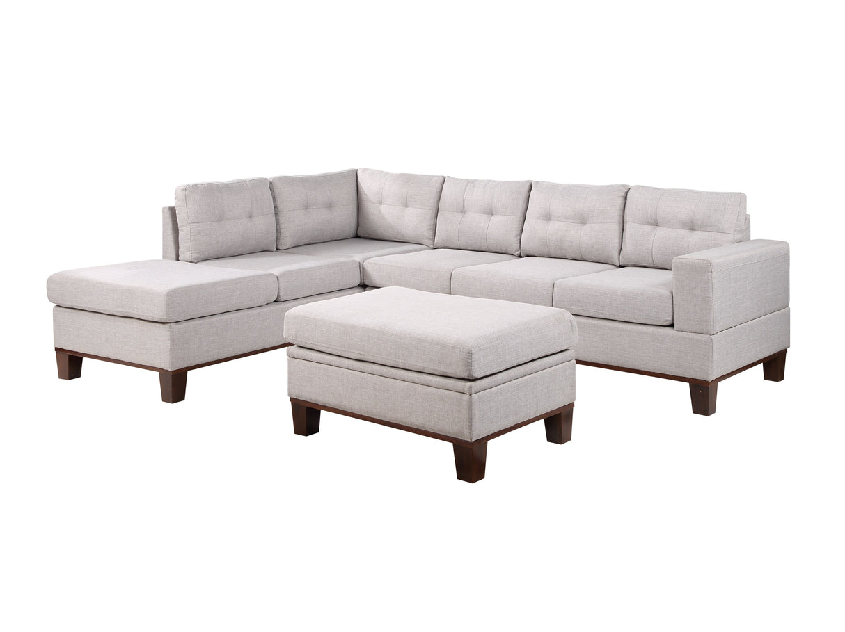 Hilo - Fabric Reversible Sectional Sofa With Dropdown Armrest, Cupholder, And Storage Ottoman by Couch.com