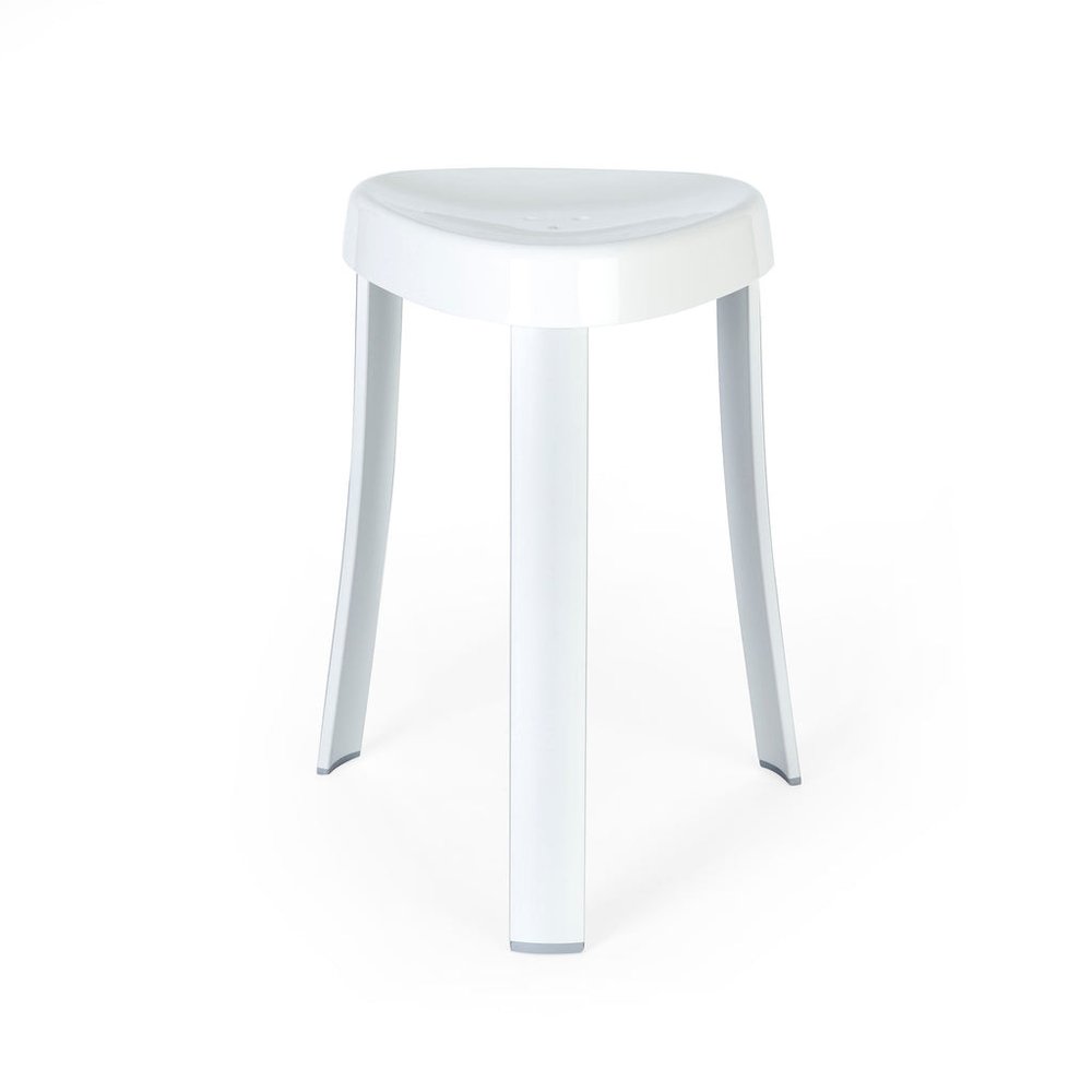 18"  White Aluminum And Heavy Duty Plastic Corner Shower Bench