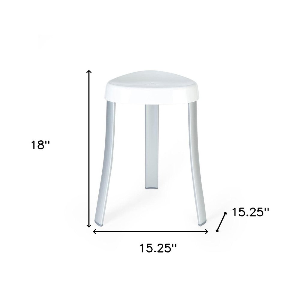 18"  White Aluminum And Heavy Duty Plastic Corner Shower Bench