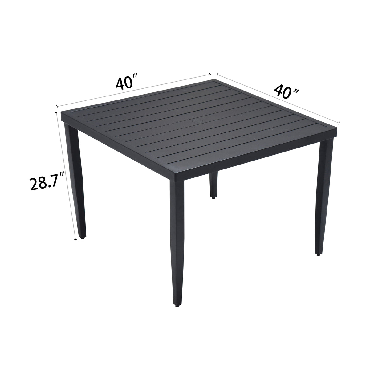 Outdoor Patio Rectangle Dining Table With Tapered Feet & Umbrella Hole by Couch.com
