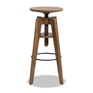 Couch.com Spencer Minimalist Oak Adjustable Bar Counter Stool Walnut Brown Oak, Adjustable, Durable Design, Weather-Resistant, Wood Construction, Light Brown Finish by Couch.com