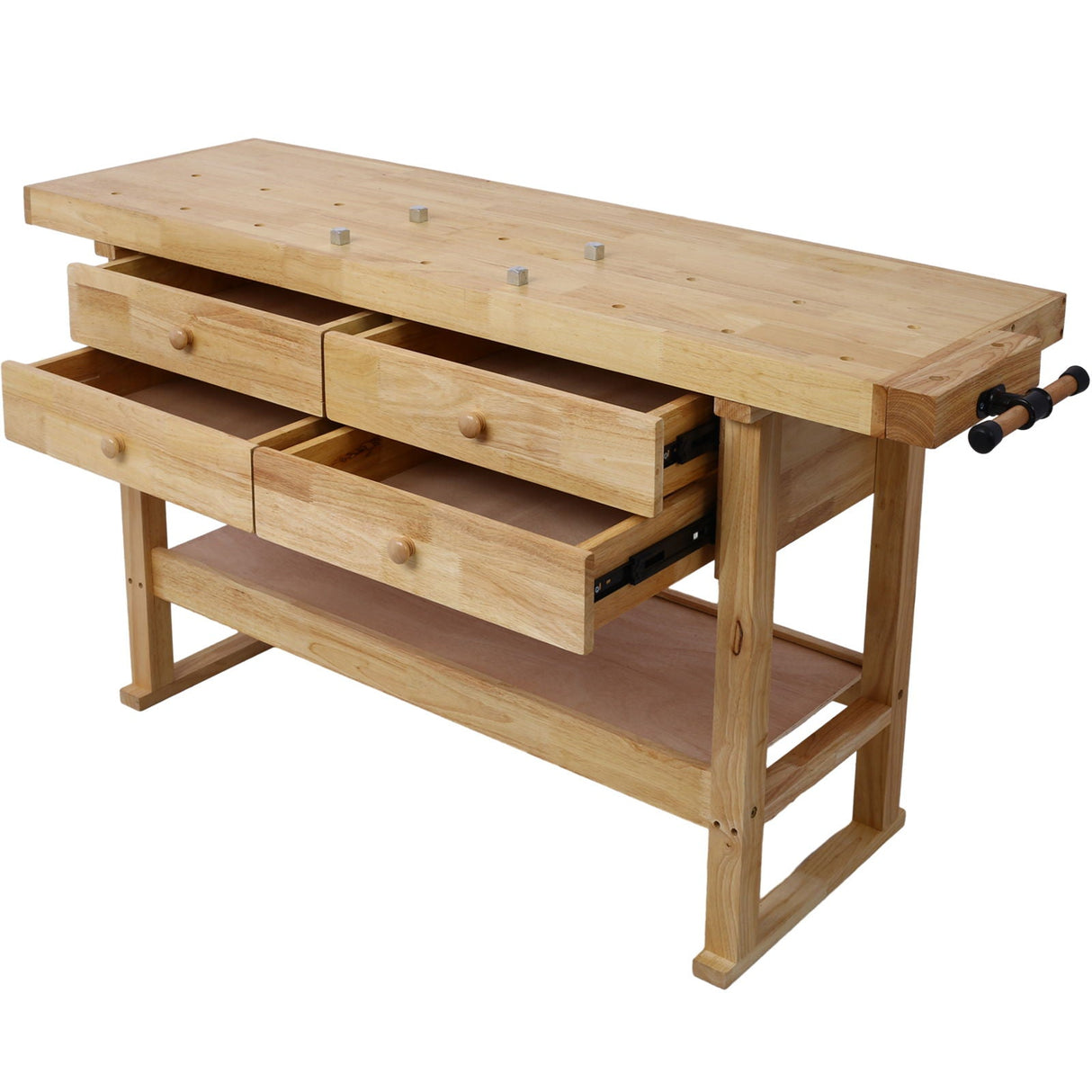 Workbench With 4 Drawers Wooden Workbench For Garage Workshop And Home - Natural by Couch.com