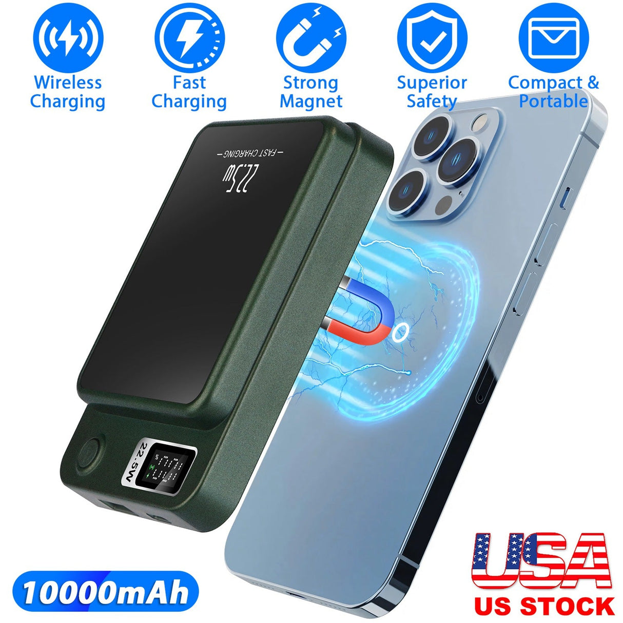 Magnetic Wireless Charger & Power Bank by DirectDeals