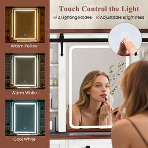 Vanity Set with Mirror and 3 Lighting Modes and Adjustable Brightness-White