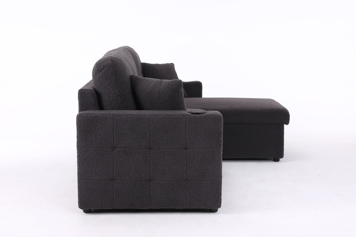 Lambswool - Pull Out Sleeper Sectional Sofa With Storage Chaise by Couch.com