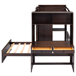 Loft Bed With A Stand Alone Bed, Shelves, Desk, And Wardrobe by Couch.com