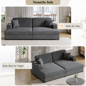 Oversized Loveseat Chaise With 2 USB Ports, 2 Cup Holders And 2 Throw Pillows by Couch.com