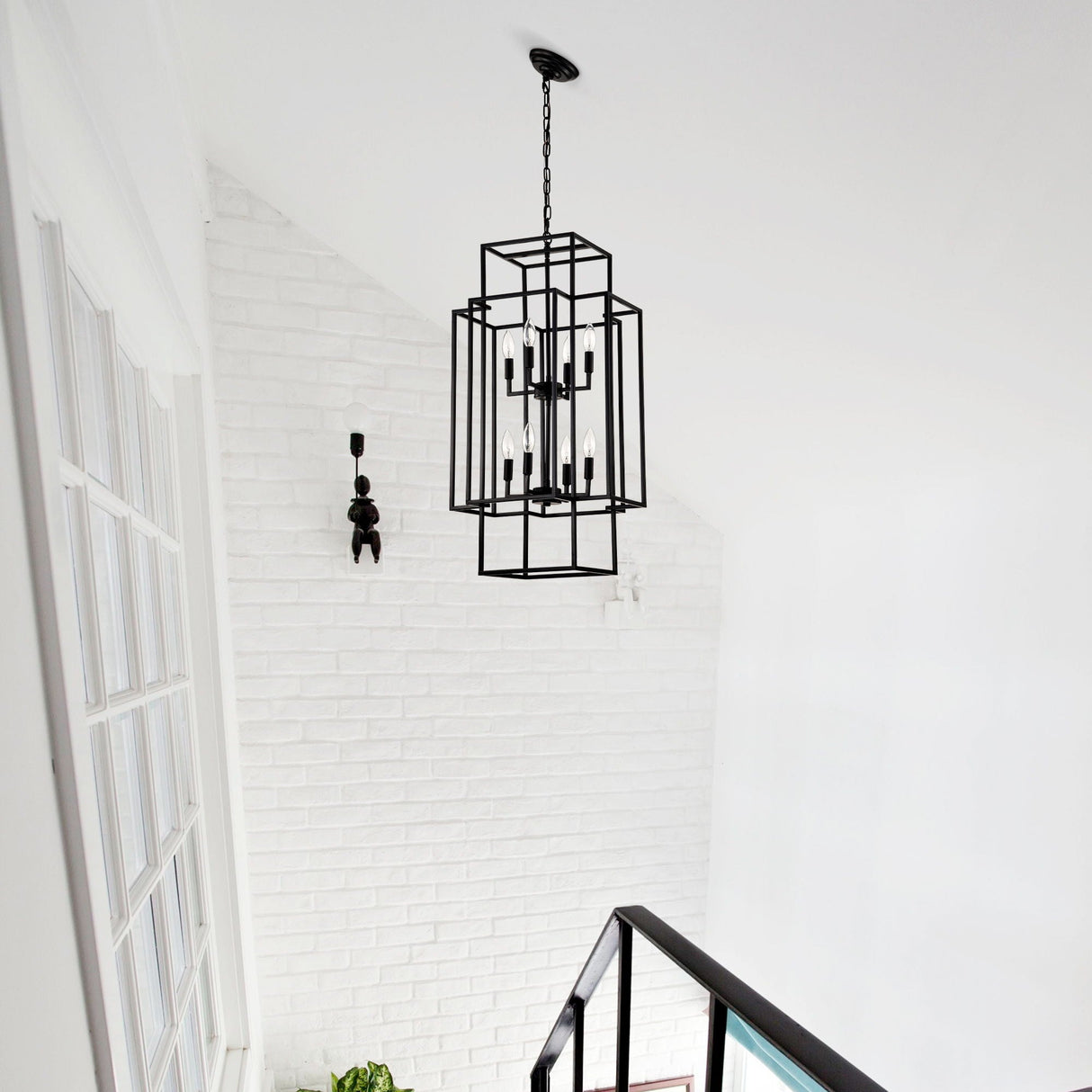 8 Light Lantern Chandelier Lighting, Entryway Chandeliers For High Ceilings, Chandeliers For Dining Room, Foyer, Entry, Staircase, Hallway, Height Adjustable (E12 Bulbs Not Included) by Couch.com