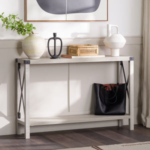 Farmhouse Metal X Table With Lower Shelf by Couch.com