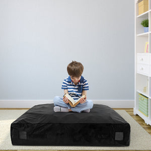 57 x 57 Inch Crash Pad Sensory Mat with Foam Blocks and Washable Velvet Cover-Black