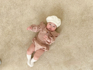 Baby Wrinkled Cotton Ruffle Collar Lapel Top Pants Set