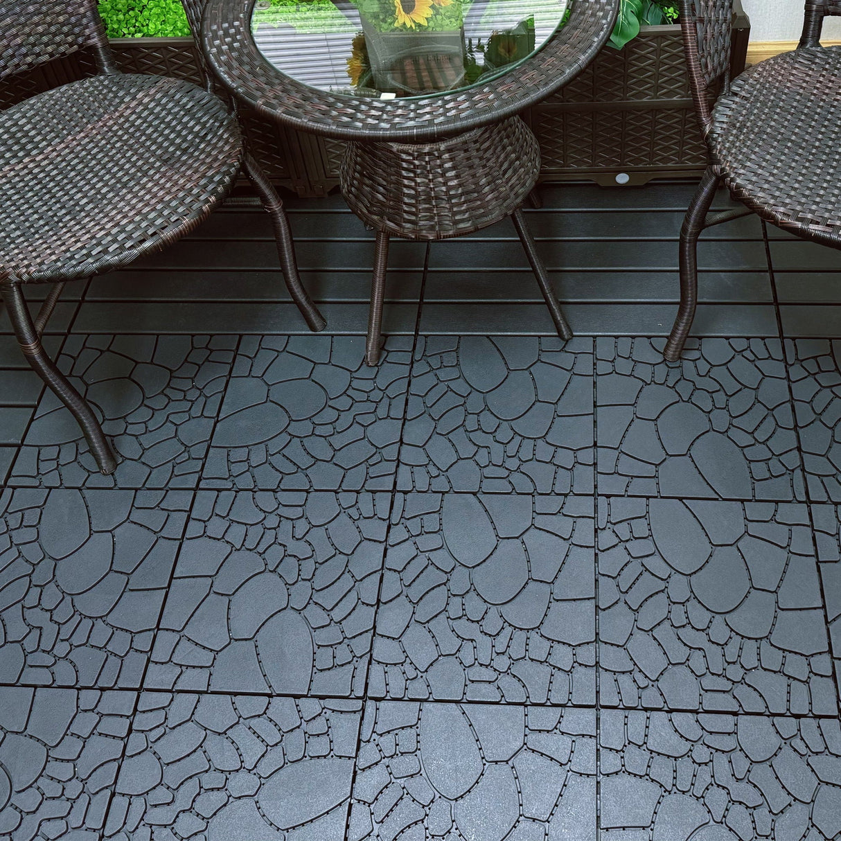 Stone Texture Patio Deck Tiles, Diy Module Interlocking Decking Floor Tiles by Couch.com