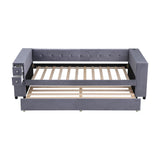 Upholstered Bed With Storage And Twin Trundle, USB Charging Ports by Couch.com