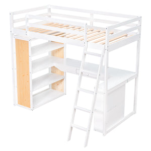 Loft Bed With Ladder, Shelves, And Desk by Couch.com
