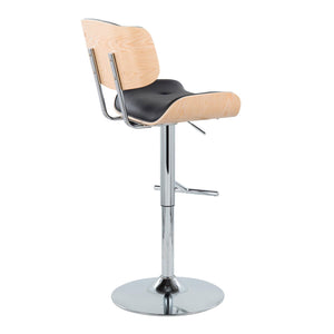 Lombardi - Contemporary Adjustable Barstool With Swivel With Straight T Footrest (Set of 2) by Couch.com