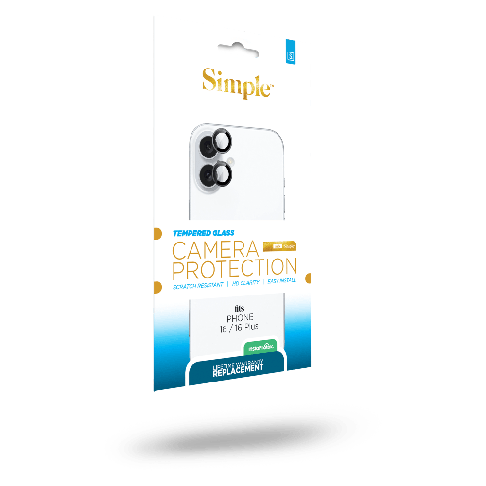 Simple Camera Lens Tempered Glass Screen Protector for Apple iPhone 16 by Simple