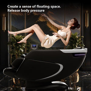 4D Massage Chair, Full Body Recliner Zero Gravity With Sl Track, Wireless Charging, Automatic Body Scan, Human Touch, Heating Bluetooth, Foot Rollers, Airbags & Extendable Footrest Black by Couch.com
