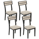 Modern Dining Chairs Set of 4 with Tilt Backrest for Dining Room-Black