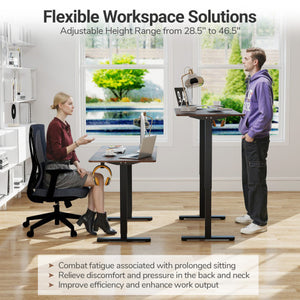 48 Inch x 24 Inch Ergonomic Electric Standing Desk with 3 Memory Settings for Home Office-Black