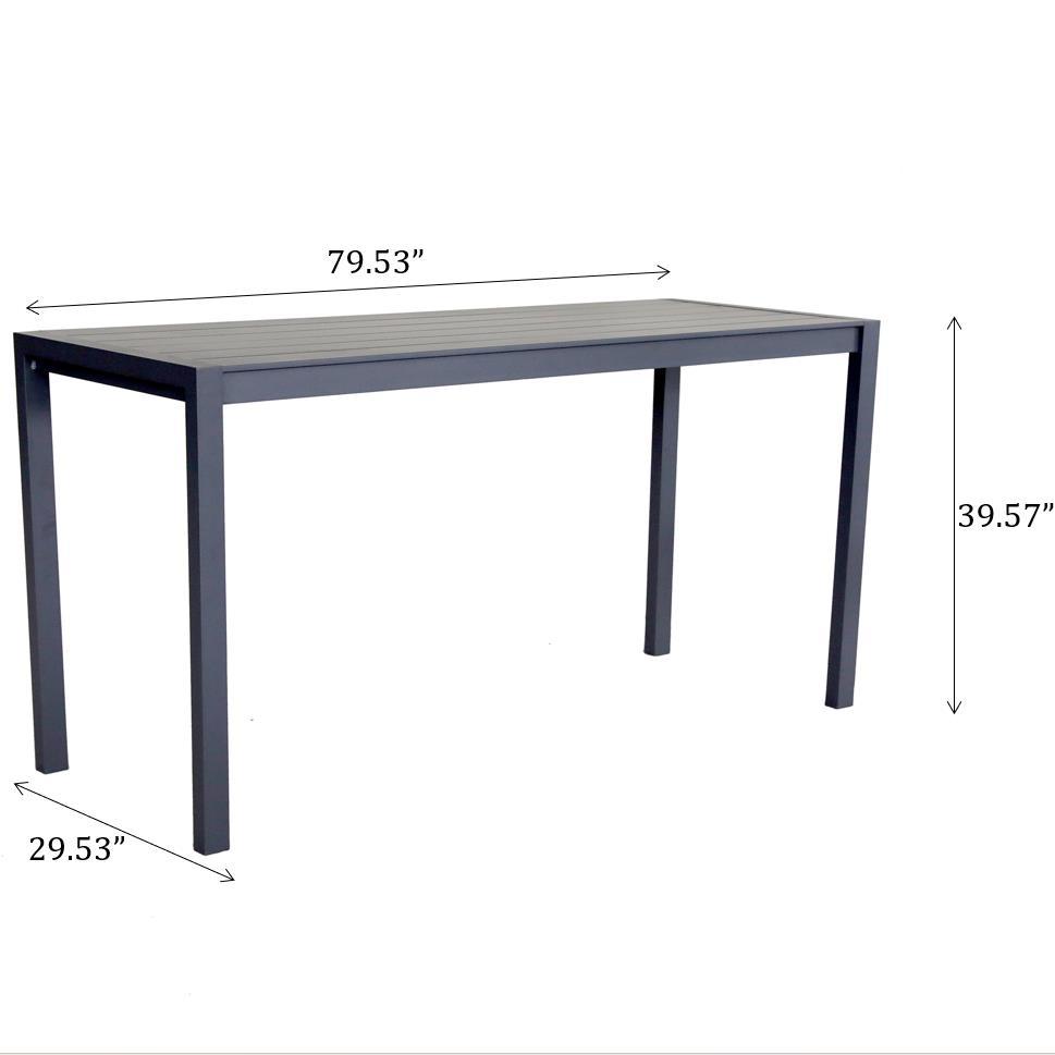 Premium Aluminum Rectangular Bar Table - Pewter by Couch.com