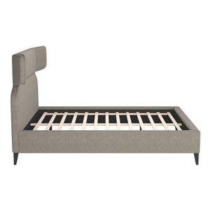 Brown Solid Wood And Upholstery Queen Bed Frame